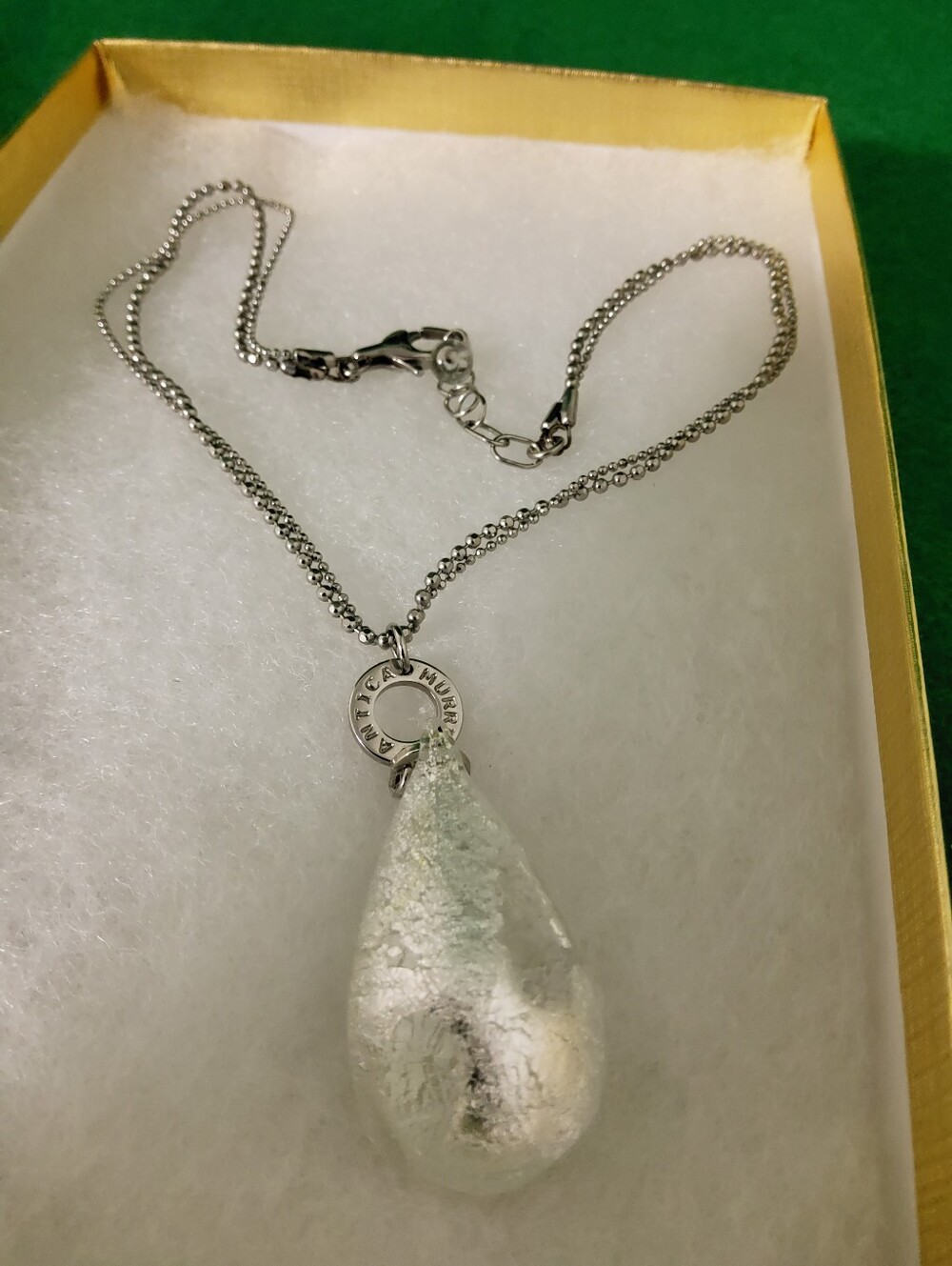 Antica Murrina Pearlized Glass Pendant On A Double Row Chain